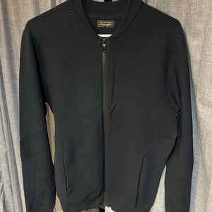 Zara Navy Zip Up Sweater